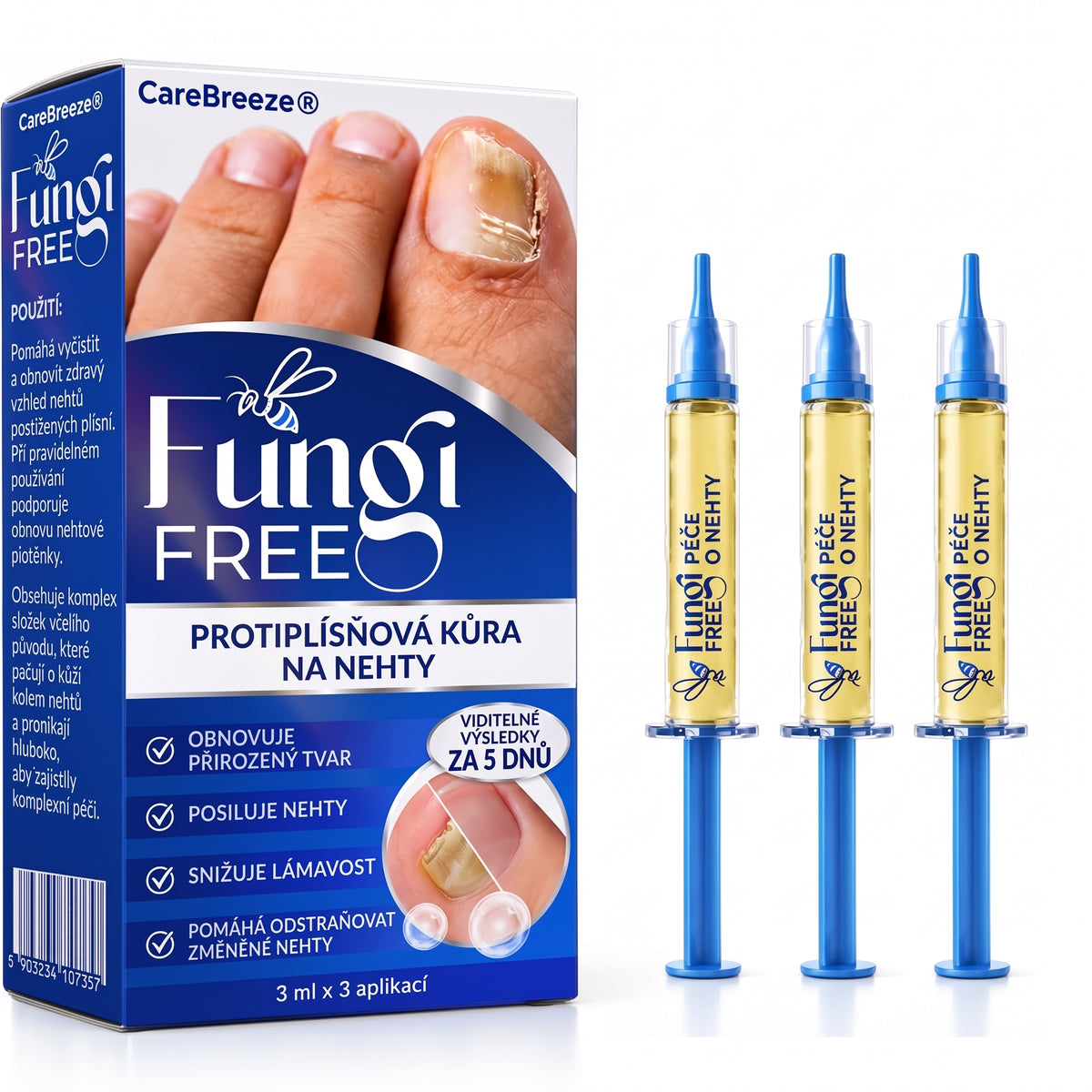🇪🇺 Certyfikowany w UE 👩‍🔬 CareBreeze® Fungi Free – Intensywna Kuracja do Paznokci na Bazie Jadu Pszczelego ✨