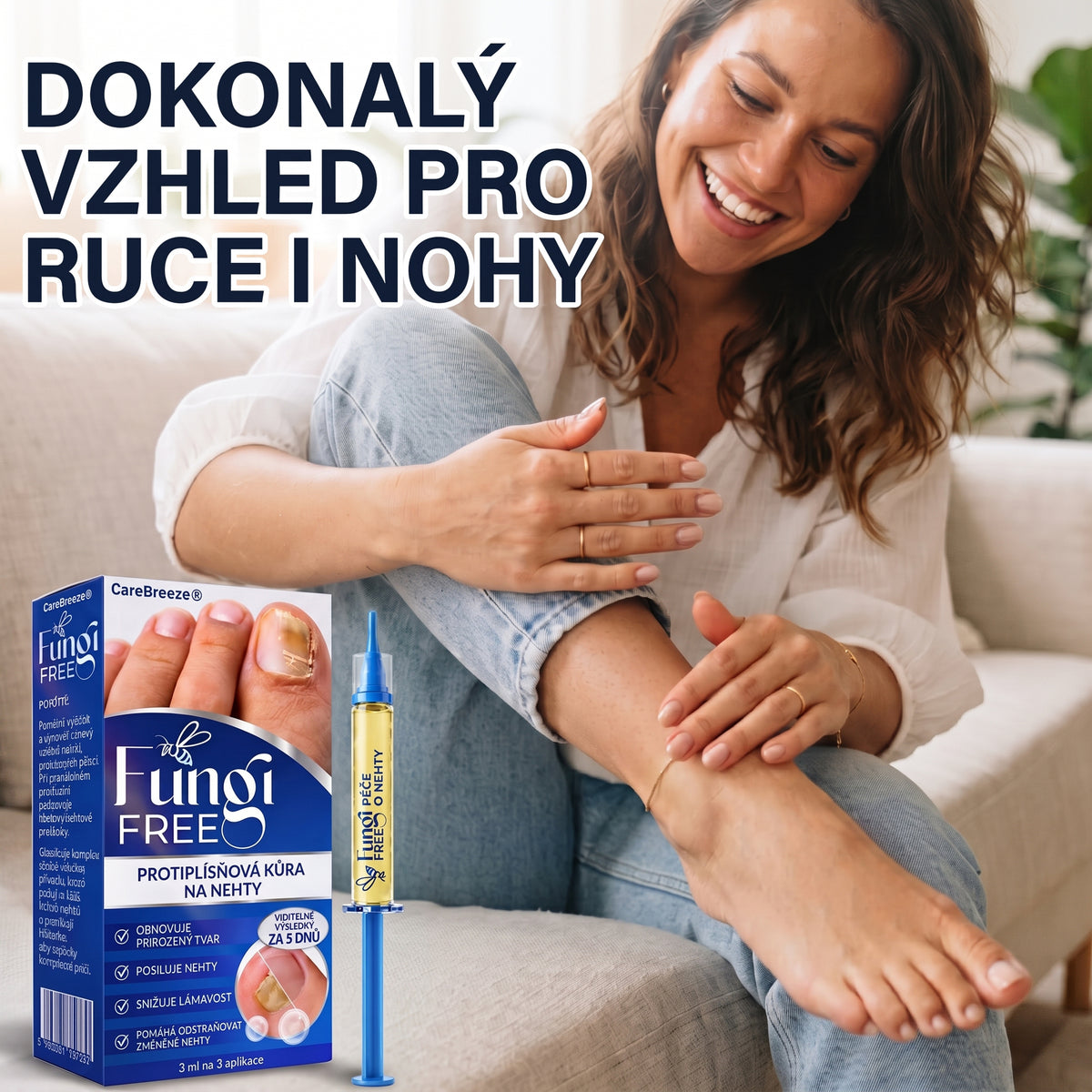 🇪🇺 Certyfikowany w UE 👩‍🔬 CareBreeze® Fungi Free – Intensywna Kuracja do Paznokci na Bazie Jadu Pszczelego ✨
