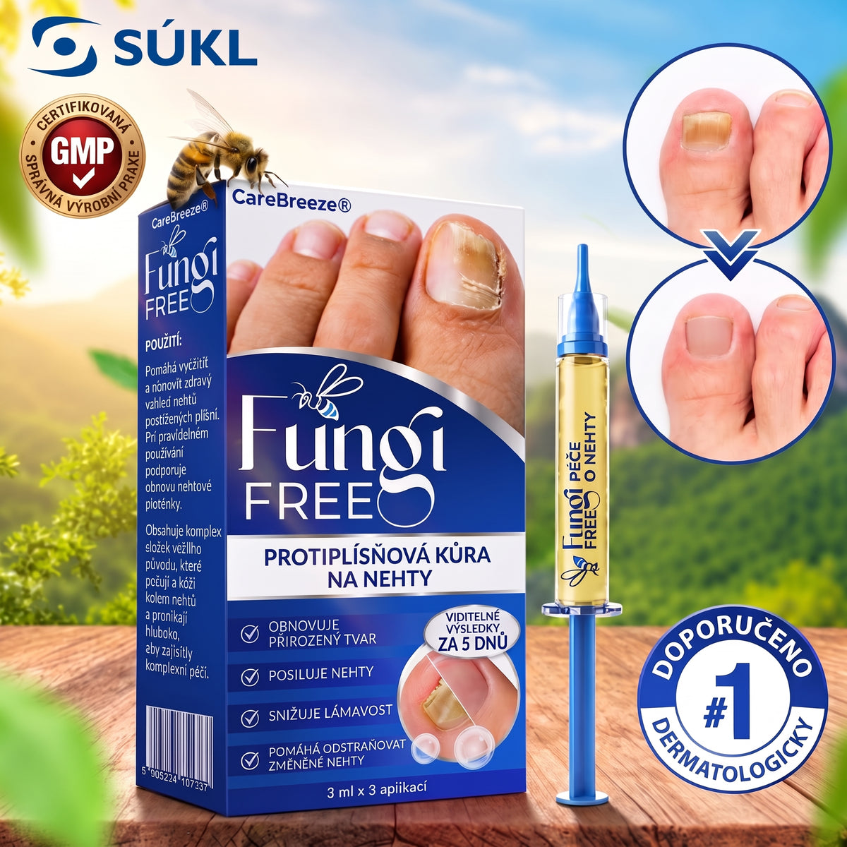 🇪🇺 Certyfikowany w UE 👩‍🔬 CareBreeze® Fungi Free – Intensywna Kuracja do Paznokci na Bazie Jadu Pszczelego ✨