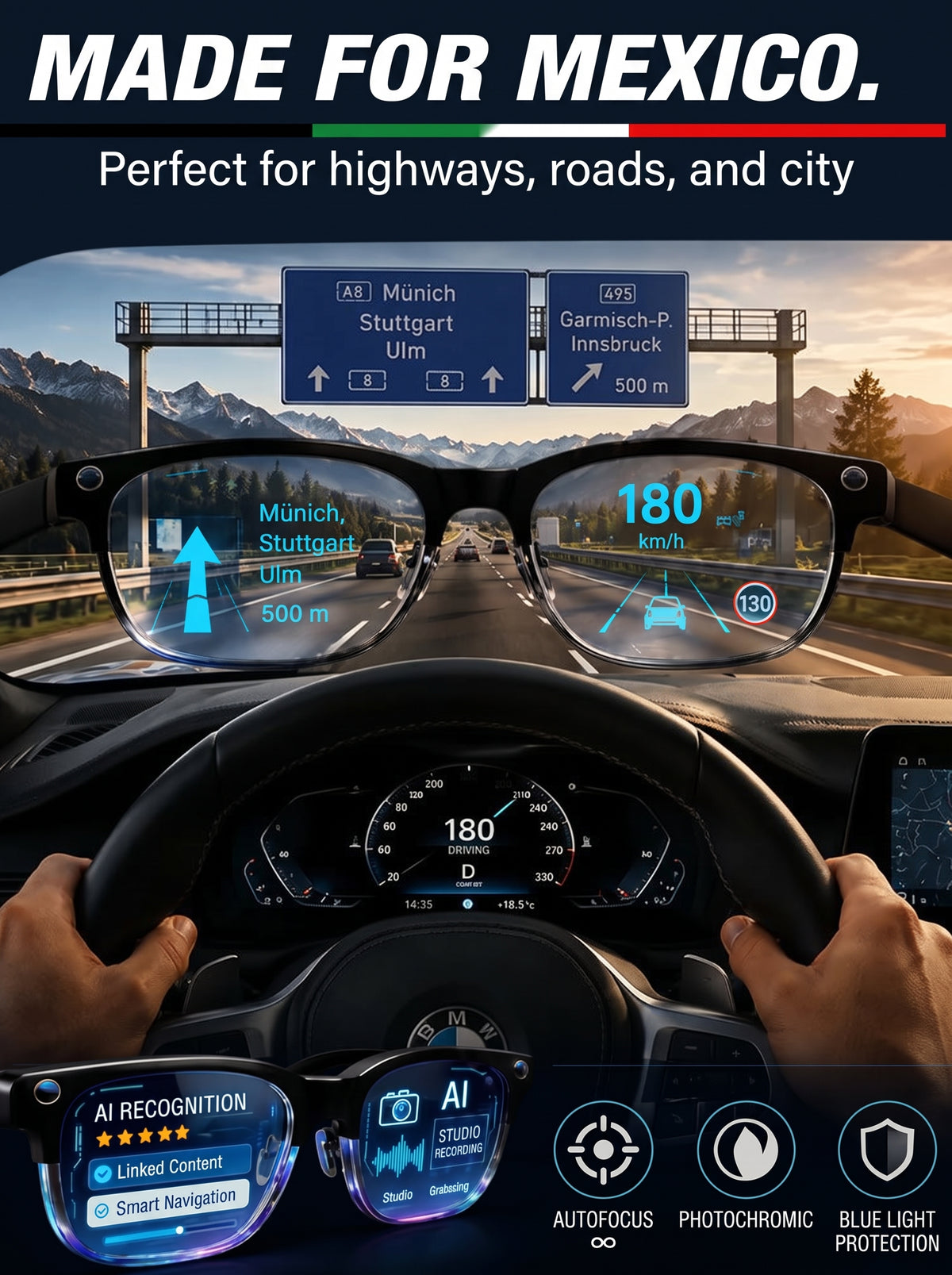 👓 Chytré AI brýle s kamerou 8 MP – překlad v reálném čase do 160+ jazyků, Bluetooth a inteligentní AI funkce🏆
