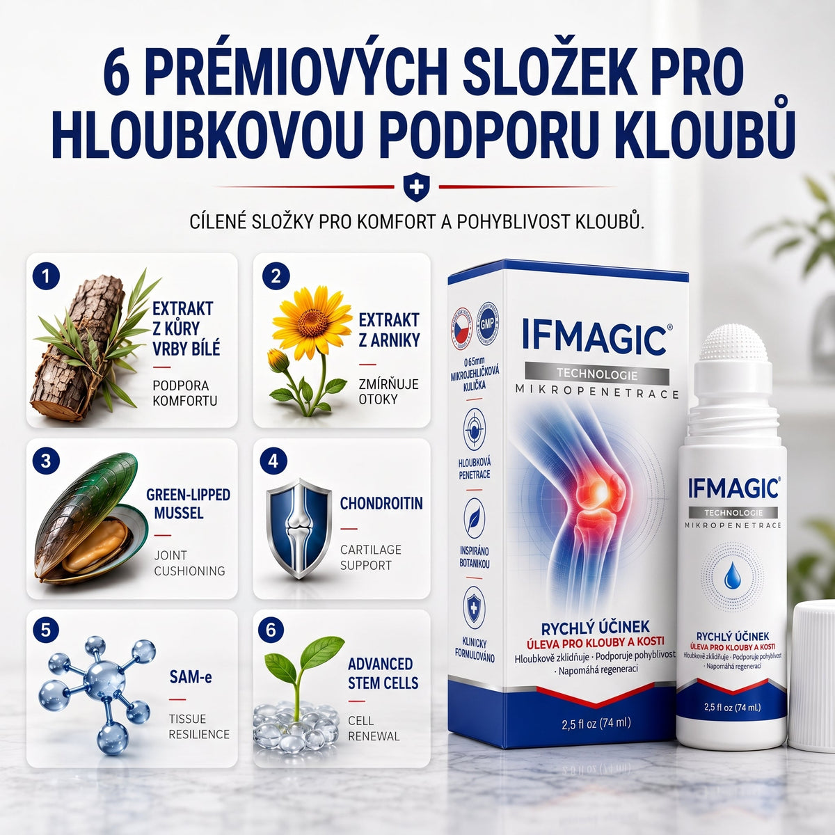 OFICIÁLNÍ OBCHOD | IFMAGIC® 0,05 mm Mikroneedle Rychle Působící Roll-On pro Úlevu Kloubů a Kostí🔥