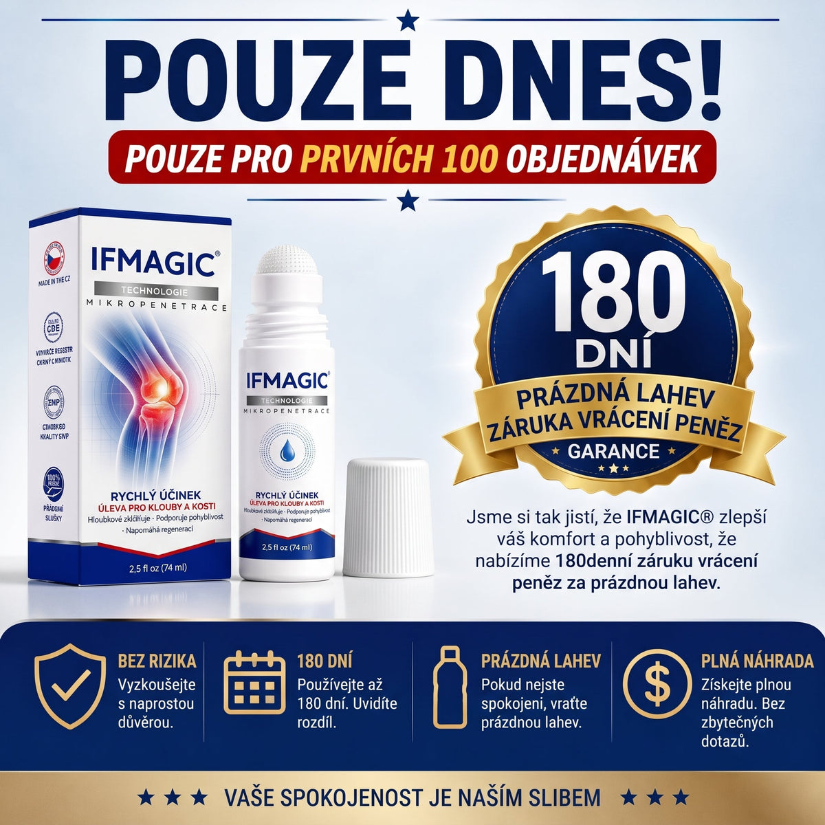 OFICIÁLNÍ OBCHOD | IFMAGIC® 0,05 mm Mikroneedle Rychle Působící Roll-On pro Úlevu Kloubů a Kostí🔥