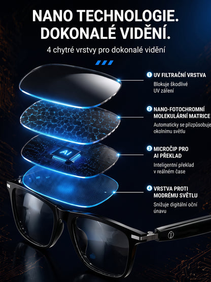 👓 Chytré AI brýle s kamerou 8 MP – překlad v reálném čase do 160+ jazyků, Bluetooth a inteligentní AI funkce🏆