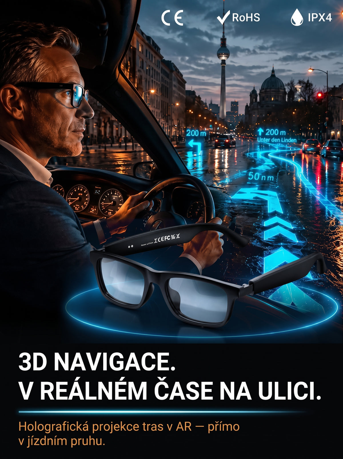 👓 Chytré AI brýle s kamerou 8 MP – překlad v reálném čase do 160+ jazyků, Bluetooth a inteligentní AI funkce🏆