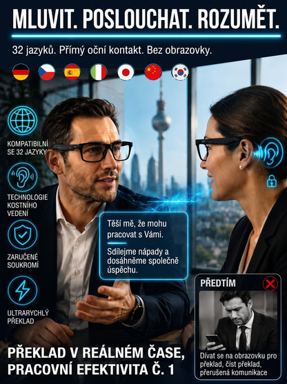 👓 Chytré AI brýle s kamerou 8 MP – překlad v reálném čase do 160+ jazyků, Bluetooth a inteligentní AI funkce🏆